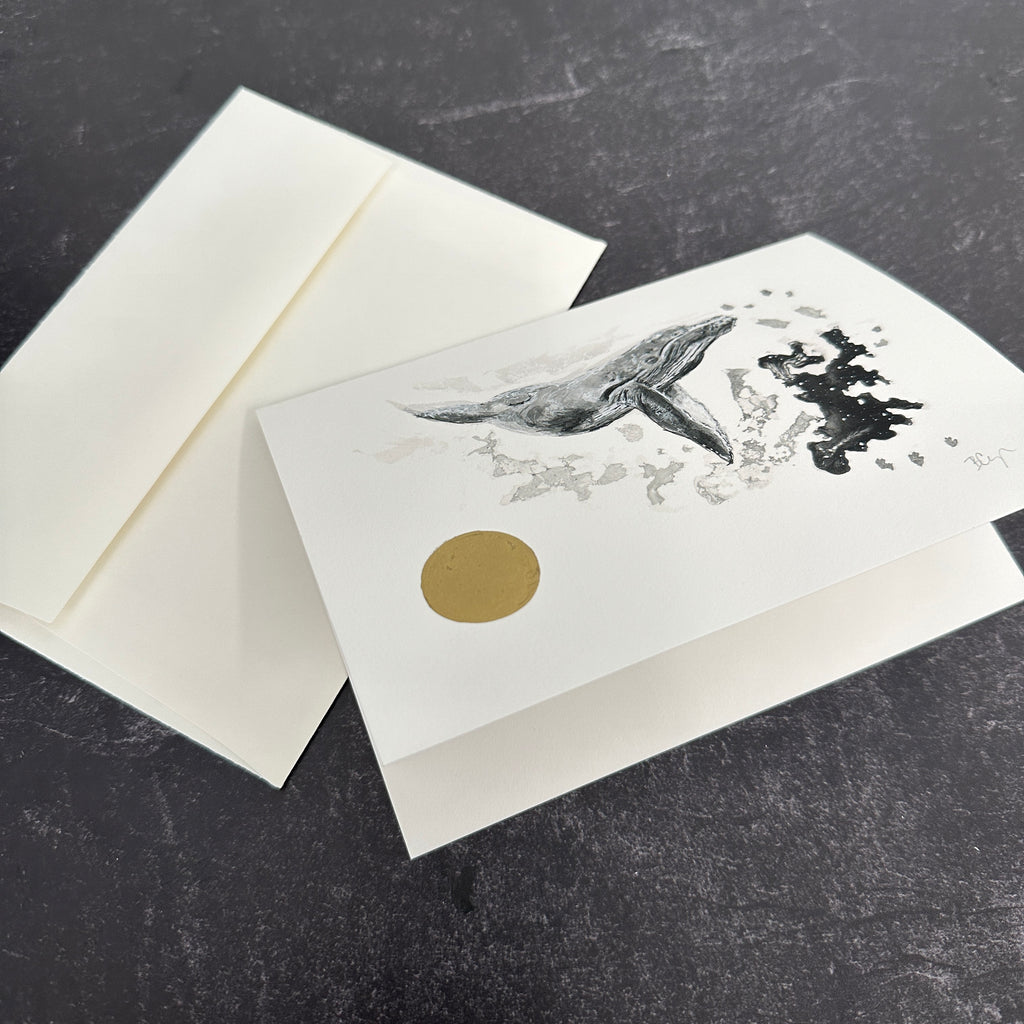 Humpback Whale notecard - card size 4.5 x 6.25 - print to order