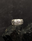 Mountain, Sea and Sand Ring in Palladium Sterling Silver with Moissanite - Size 8 - Ready to Ship