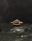 Single Meteorite Ring in 14k Yellow Gold- size 5 - Ready to Ship