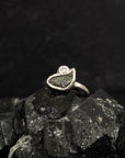 Meteorite Ring -1- with Moissanite in Palladium Sterling Silver - size 4.75 - Ready to Ship