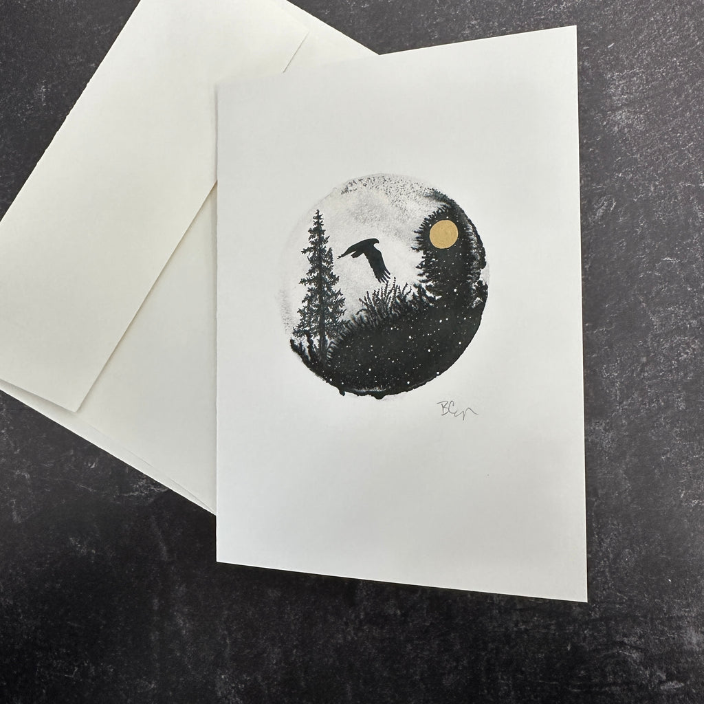 Hawk Silhouette notecard - card size 4.5 x 6.25 - print to order