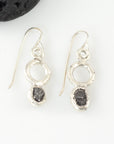 Double Circle Meteorite Earrings in Sterling Silver - Ready to Ship