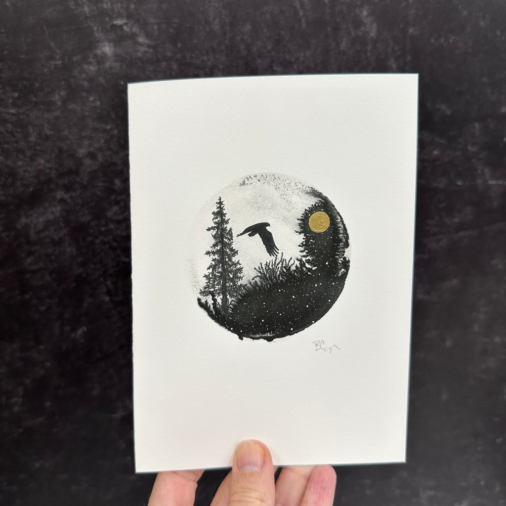 Hawk Silhouette notecard - card size 4.5 x 6.25 - print to order