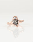 Meteorite and Moissanite Ring in 14k Rose Gold - sz 6.25