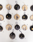 Wood Round Ornament - 10 - Snowy Forest Silver Moon