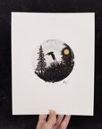 Beauty in the Upside Down - Hawk Silhouette - 8x10 Original Drawing - Ready to Ship
