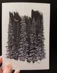 Snowy Forest with Crescent Moon Notecard - 5"x7" - Single - Ready to ship