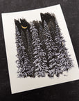 Super Snowy Forest with Gold Crescent Moon - 8"x10" Original Drawing - Ready to Ship