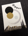 Star Trails, Moon, Sun and Mountain - 6"x8" Original Drawing/Painting - Ready to Ship