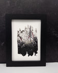 Midnight Flowers - Daisies and Foxgloves - Original Drawing/Painting - 5"x7"