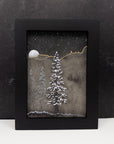 Foggy Nighttime with Snowy Trees - 5x7 Original Drawing/Painting - Ready to Ship
