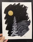Snowy Tree Time and Space - 8"x10" Original Drawing - Ready to Ship