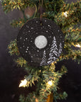 Winter Theme Wood Ornament 2025 - 31 - Silver Moon, Three Snowy Trees and Orion