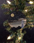 Winter Theme Wood Ornament 2025 - 24 - Golden Moon, Clouds and Snowy Tree
