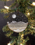 Winter Theme Wood Ornament 2025 - 40 - Abstract Snowy Mountain Landscape with Silver Moon