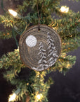 Winter Theme Wood Ornament 2025 - 41 - Abstract Snowy Mountain Landscape with Silver Moon