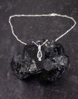 Meteorite Pendant - Meteorite and Green/Blue Diamond - in Sterling Silver - Ready to Ship