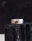 Tiny Mountain Meteorite Ring with Moissanite in Palladium Sterling Silver - size 6 - Ready to Ship