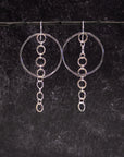 Large Dark Silver Circle with Shiny Silver Chain - Sterling Silver - Ready to ship