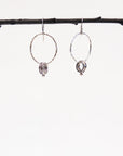Hammered Circle Earrings with tiny jingles- Sterling Silver and Fine Silver - Ready to ship
