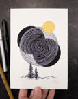 Print Sale - 5" x 7" Space and Time Series - Drawing 3 - Hand Embellished Print - Ready to Ship