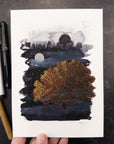 Print Sale - 5x7" Moonlit Fall Tree - Art Print - Ready to Ship
