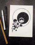 Print Sale - 6x8" A Portal Through the Stars - Mountains, Trees and Stars - Pen and Ink Drawing - Ready to ship