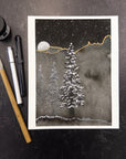Print Sale - 8" x 10" Foggy Nighttime with Snowy Trees - Art Print - Ready to Ship