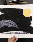 Print Sale - 11" x 14" Space and Time Series - Drawing 8 - Hand Embellished Print - Ready to Ship
