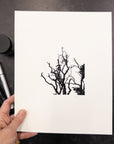 Print Sale - 8x10 Nature Silhouettes - Snow Lined Branches - Black and White Photograph Print on Matte Paper - Ready to Ship