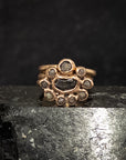 Meteorite and Rough Diamond Ring Set in 14k Rose Gold - size 6 1/4 - Ready to Ship
