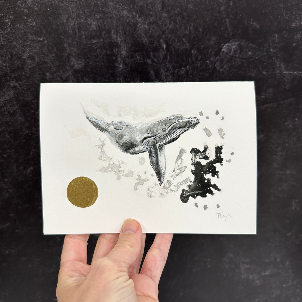 Humpback Whale notecard - card size 4.5 x 6.25 - print to order