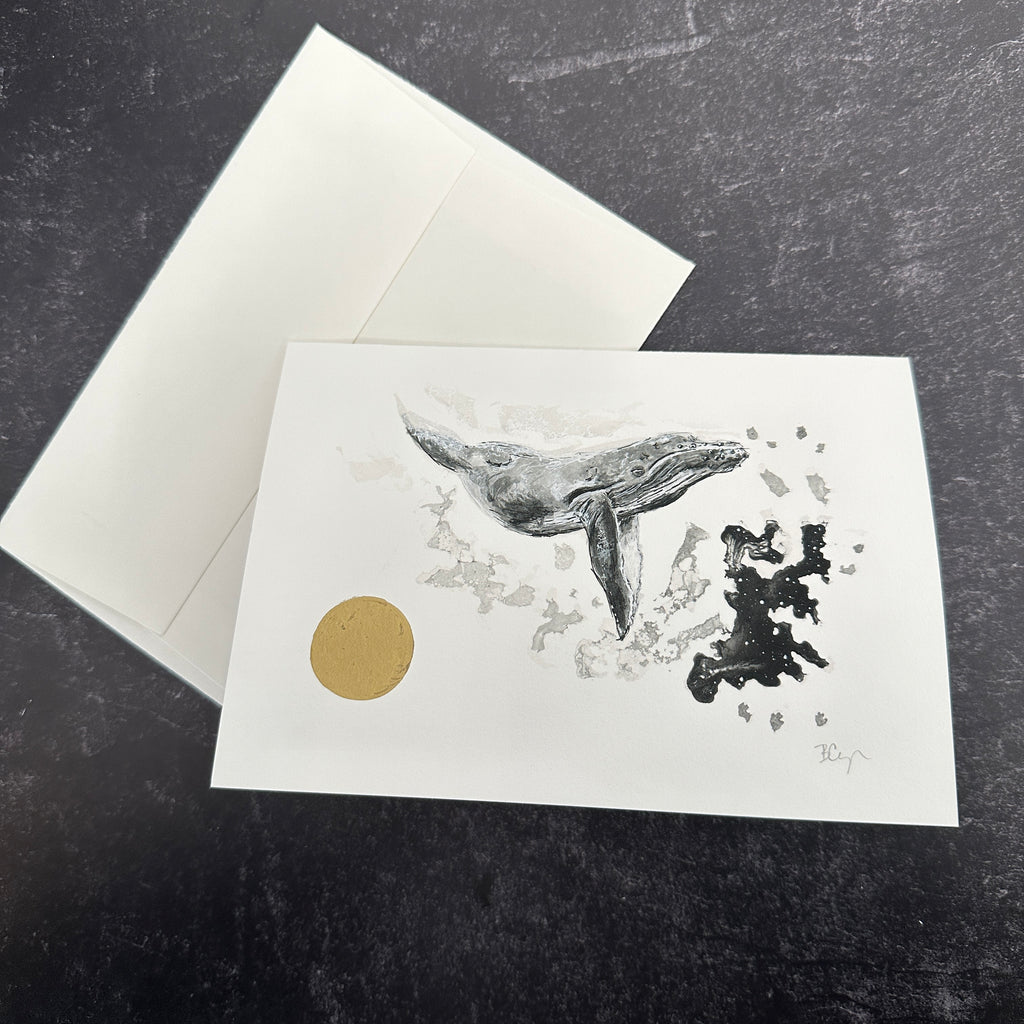 Humpback Whale notecard - card size 4.5 x 6.25 - print to order