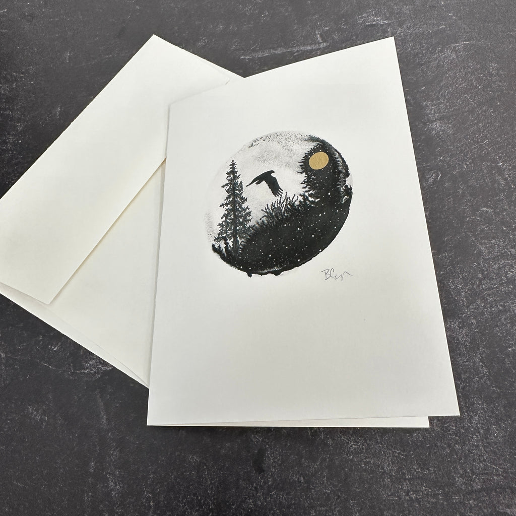 Hawk Silhouette notecard - card size 4.5 x 6.25 - print to order