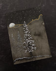 Foggy Nighttime with Snowy Trees - 5x7 Original Drawing/Painting - Ready to Ship