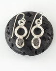 Double Circle Meteorite Earrings in Sterling Silver - Ready to Ship