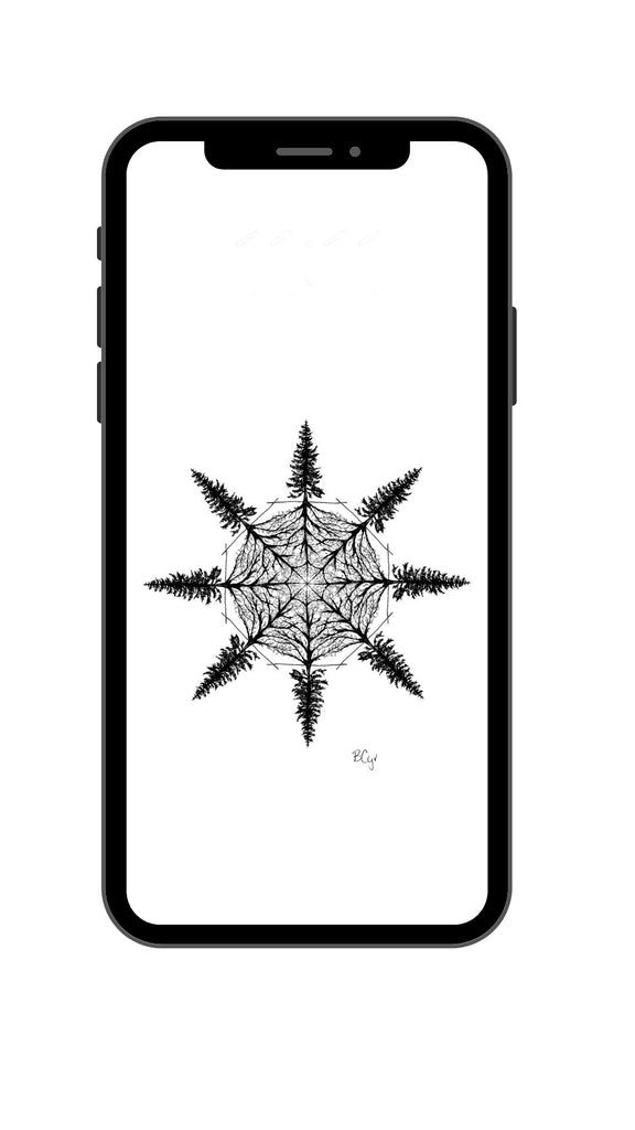 Tree Snowflake - Two versions - Phone Wallpaper or Lock screen