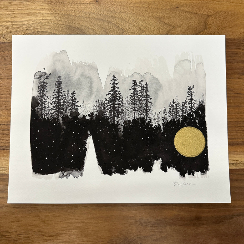 Beauty in the Upside Down - Large Forest - Art Print - ready to ship 8.5 x 11 hand embellished