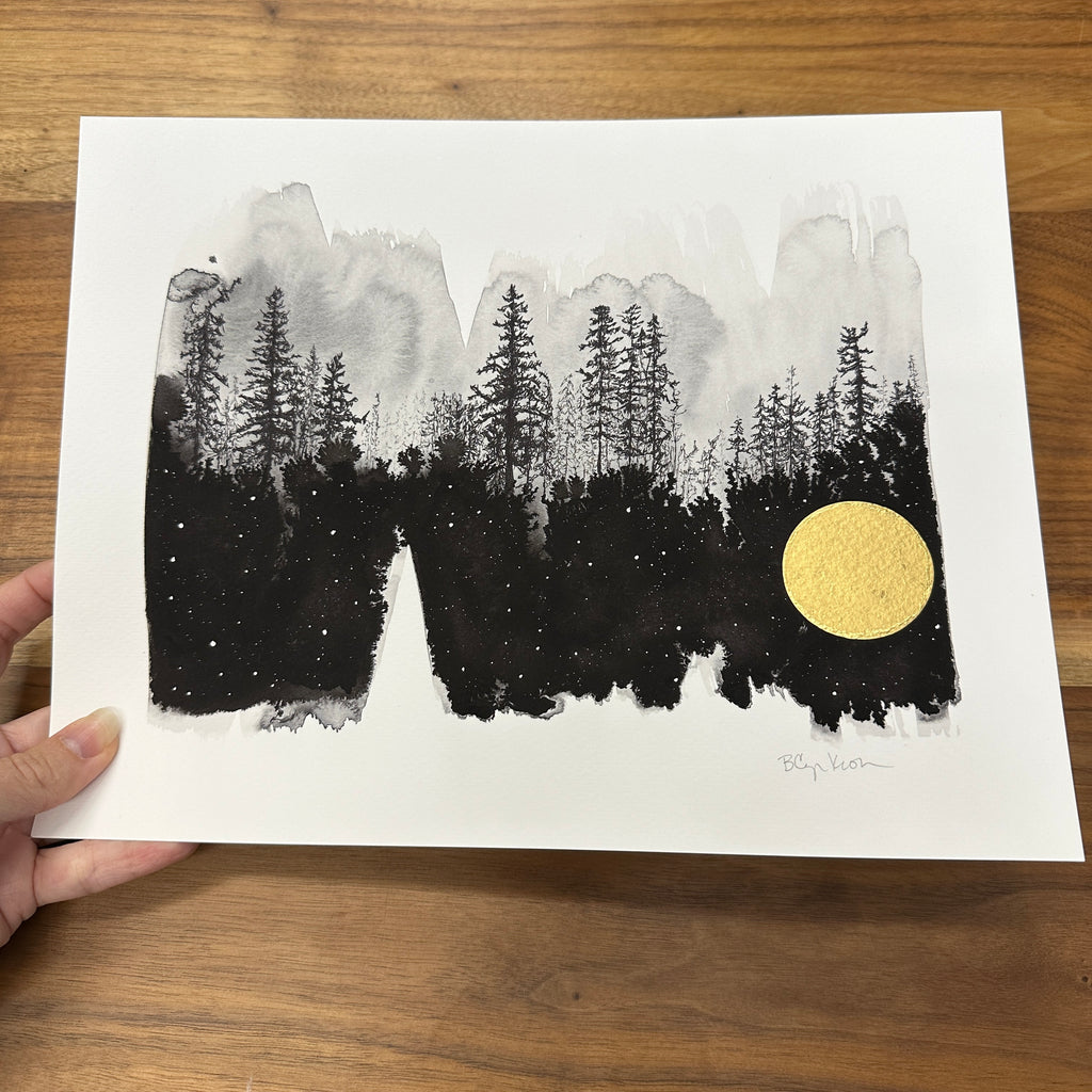 Beauty in the Upside Down - Large Forest - Art Print - ready to ship 8.5 x 11 hand embellished