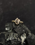 Meteorite and Moissanite Ring in 14k Yellow Gold - sz 6.5