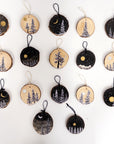 Wood Round Ornament - 10 - Snowy Forest Silver Moon