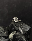 Meteorite Ring -5- with Moissanite in Palladium Sterling Silver - size 5 - Ready to Ship