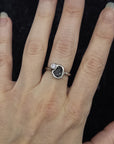 Meteorite Ring -5- with Moissanite in Palladium Sterling Silver - size 5 - Ready to Ship