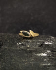 Vine and Leaf Ring with Dark Green Sapphire - size 5 - Ready to Ship