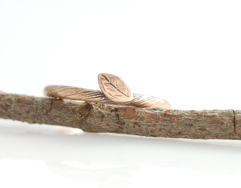 Vine and Leaf Ring in 14k Rose Gold - size 5 - Ready to Ship - Beth Cyr Handmade Jewelry