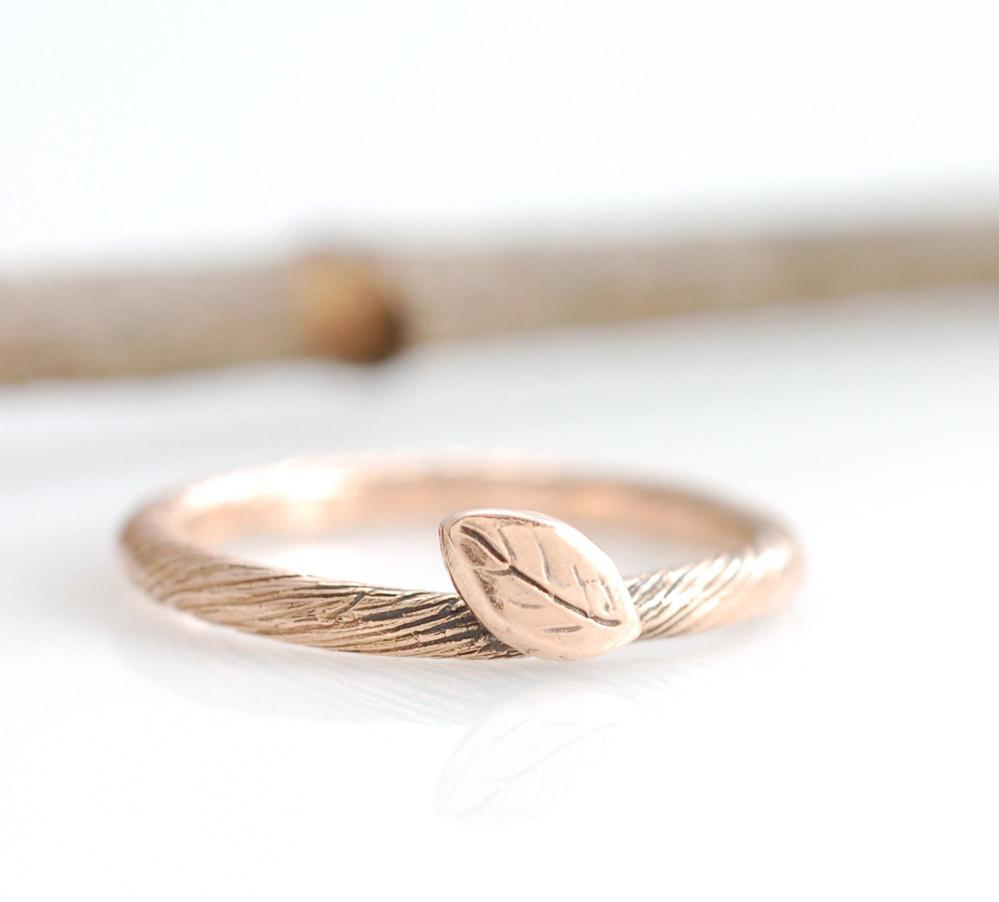 Vine and Leaf Ring in 14k Rose Gold - size 5 - Ready to Ship - Beth Cyr Handmade Jewelry