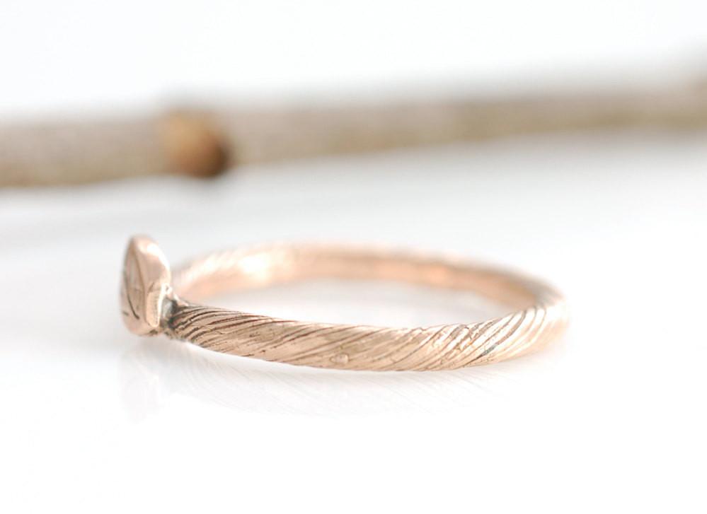 Vine and Leaf Ring in 14k Rose Gold - size 5 - Ready to Ship - Beth Cyr Handmade Jewelry