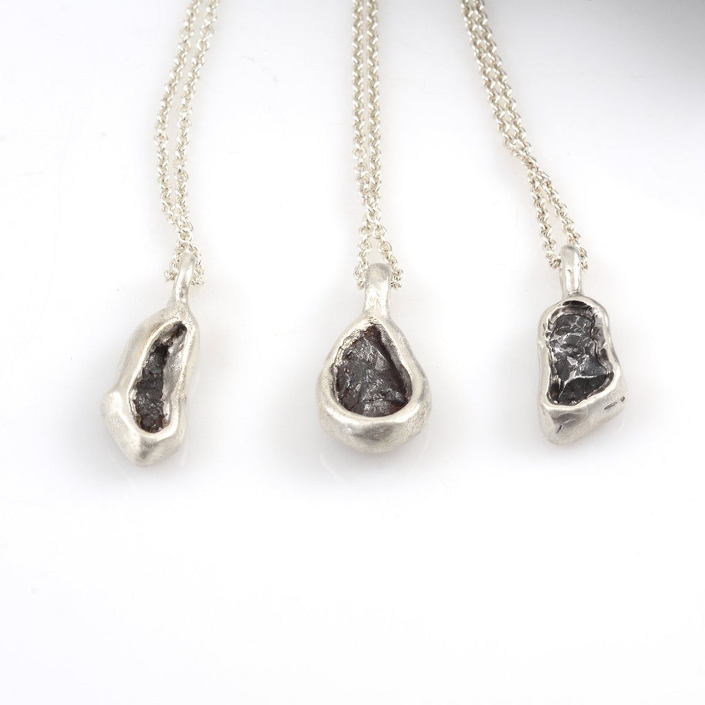 Meteorite Pendant in Sterling Silver - Ready to Ship - Beth Cyr Handmade Jewelry