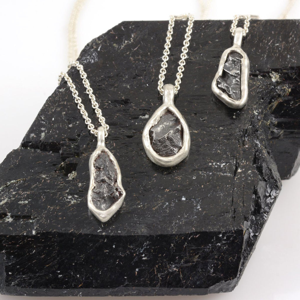 Meteorite Pendant in Sterling Silver - Ready to Ship - Beth Cyr Handmade Jewelry