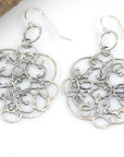 Tiny Circle and Organic Vine Earrings in Sterling Silver